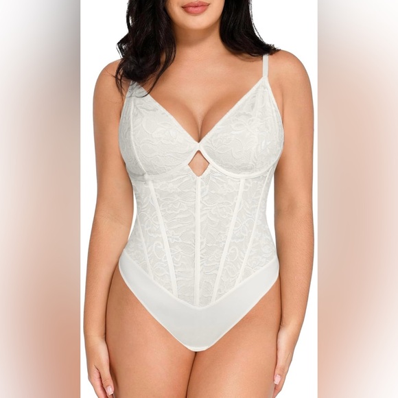 Popilush Other - Popilush Lace Bodysuit Shapewear Tummy Control V Neck Corset Large